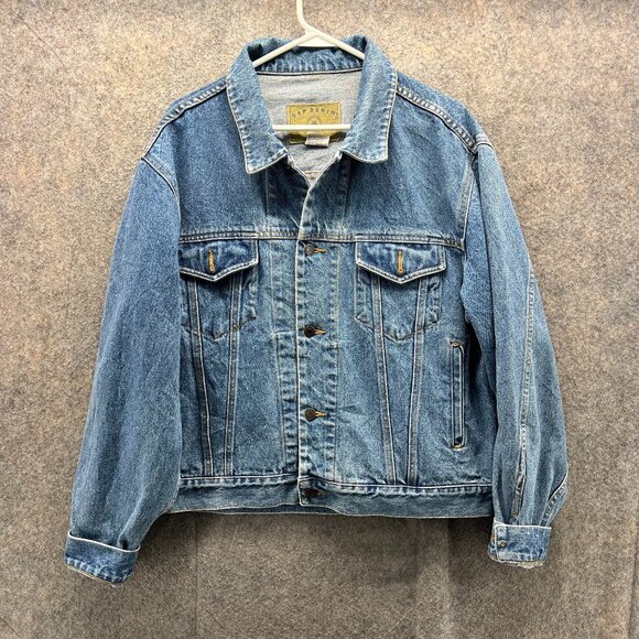 Vintage Gap Jean Jacket Mens Large Blue Denim Icon Light Washed Cotton Biker Y2K